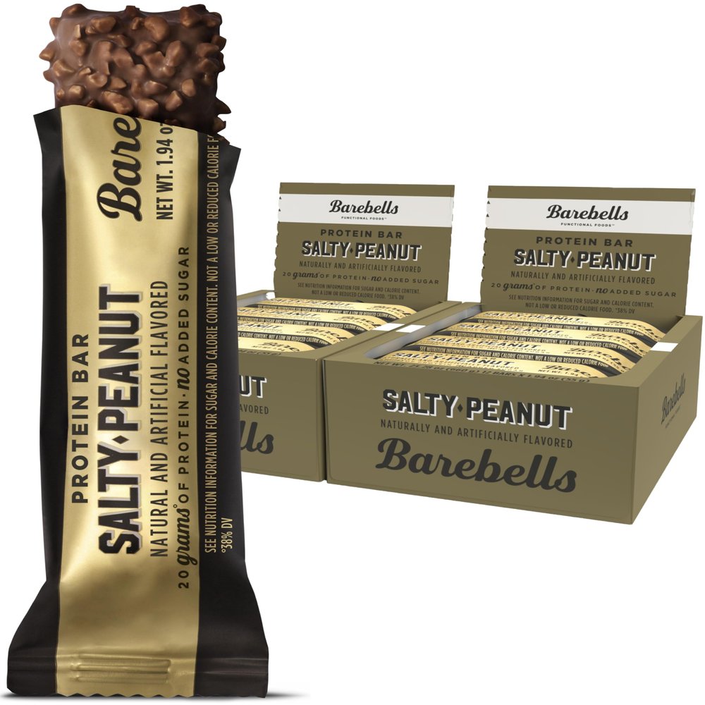 Barebells Salty Peanut Protein Bars, 12 Count,Pack of 2-20g Protein, 1g Sugar Snack Bars