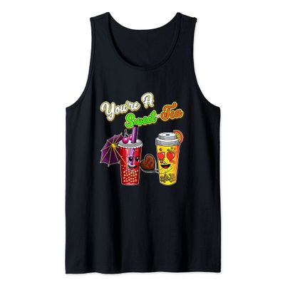 Bubble Milk Tea Food Pun Valentines You're A Sweet Tea Girls Tank Top