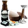 7 Pcs Wooden Made Men's Shaving Gift Kit Classic Wet Shave Safety Razor, Synthetic Brush for Rich Shaving Foam | Wooden Light Handle Wooden Shaving Bowl for soap view 1