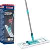 Leifheit Profi XL Micro Fibre Mop - Deluxe 46 cm Large Flat Head, Sturdy 3 Part Handle, Easy Steering, Thick Micro Fibre for Highly Effective Floor Cleaning, Turquoise view 1