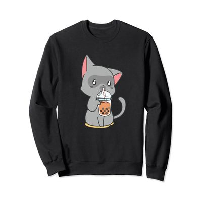 Bubble Tea Kawaii Boba Tea Japanese Lover Cat Kitten Anime Sweatshirt