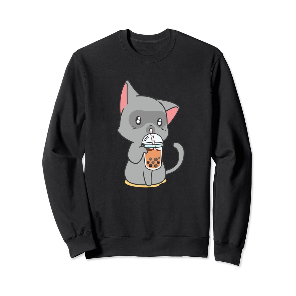Bubble Tea Kawaii Boba Tea Japanese Lover Cat Kitten Anime Sweatshirt
