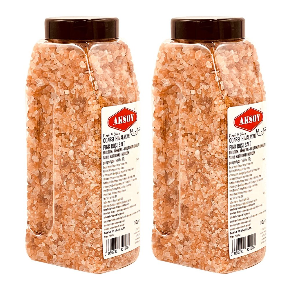 Aksoy Pink Himalayan Salt 2.3KG, Coarse Premium Quality, GMO Free, Supreme Quality Chemical Free, Vegan, Coarse All-Natural Salt, Triple-Washed in Spring Water
