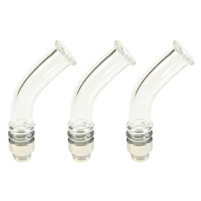 Armerah Pipe Stem XL 510 Drip Tip eCig Mouthpiece Medium Glass/Curved Clear 3 Pack