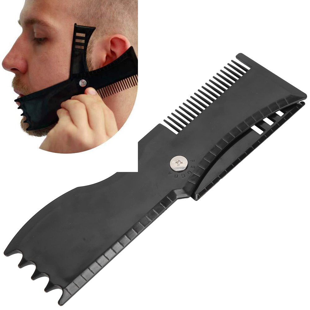 Adjustable Beard Shaping Tool with Comb and Styling Template, Compact Shaving Template, Beard stencils beard care beard stencil, men s beard shaping stencil Rotated beard styling tool