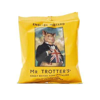 Mr Trotter's - Triple Cooked Pork Crackling English Mustard Box  Made Great in Britain - Home Bar Snack - Pork Scratching - Multipack 20x30g Packs