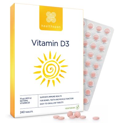 Healthspan Vitamin D3 10g (8 Months' Supply) | Support Your Immune Health & Promotes Healthy Bones, Teeth & Muscles | Vegetarian