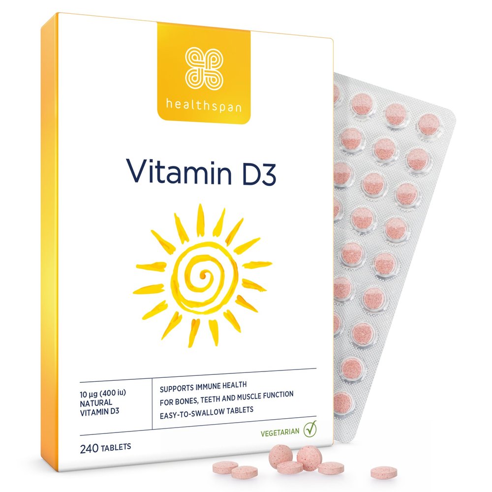 Healthspan Vitamin D3 10g (8 Months' Supply) | Support Your Immune Health & Promotes Healthy Bones, Teeth & Muscles | Vegetarian