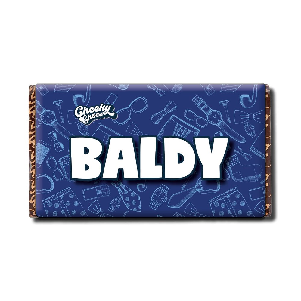 Baldy Chocolate Bar with Novelty Joke Wrapper - Fathers Day Gift Funny (Chocolate Included)