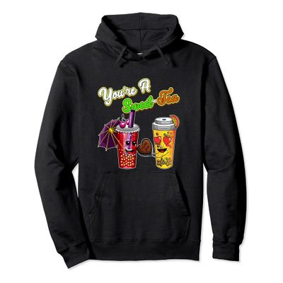 Bubble Milk Tea Food Pun Valentines You're A Sweet Tea Girls Pullover Hoodie