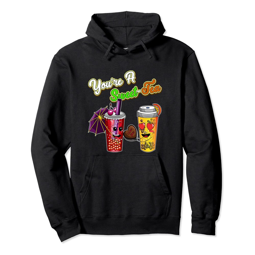 Bubble Milk Tea Food Pun Valentines You're A Sweet Tea Girls Pullover Hoodie