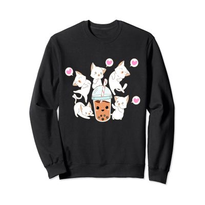 Boba Tea Bubble Tea Kawaii Japanese Lover Cat Kitten Sweatshirt