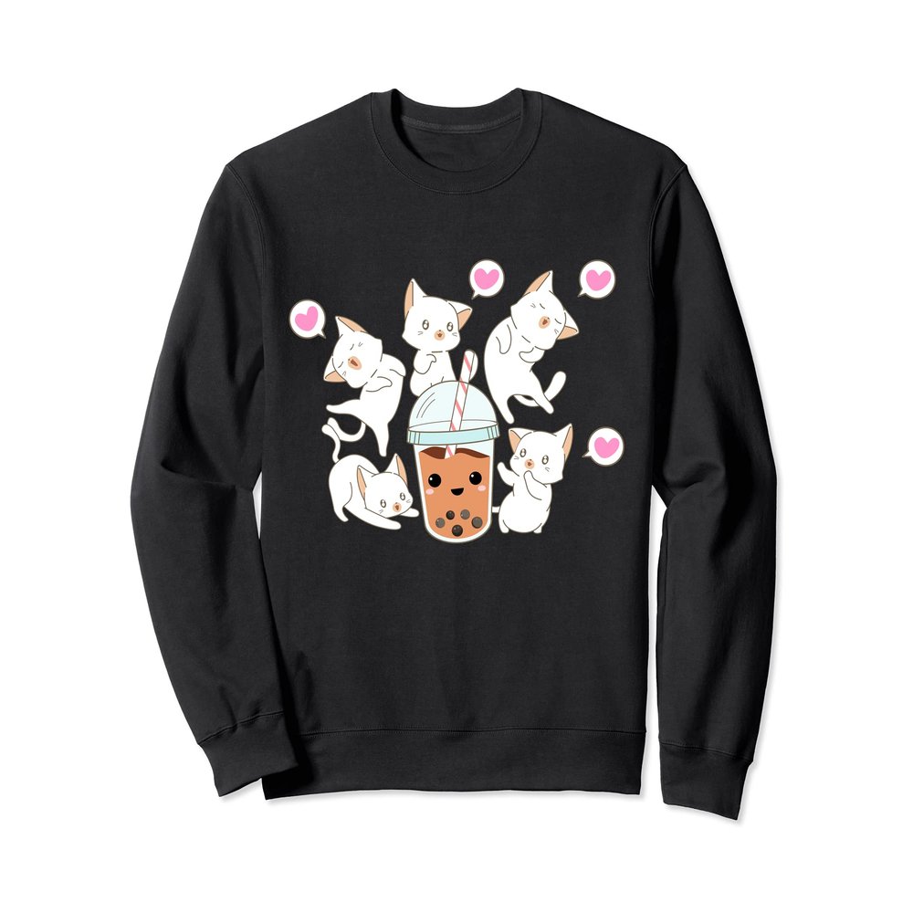 Boba Tea Bubble Tea Kawaii Japanese Lover Cat Kitten Sweatshirt