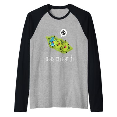 Peas On Earth I Vegan Vegan Vegetarian Vegetables Peas Raglan Baseball Tee