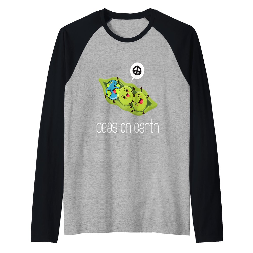 Peas On Earth I Vegan Vegan Vegetarian Vegetables Peas Raglan Baseball Tee