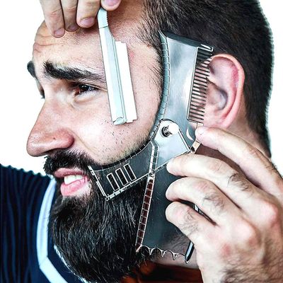 Beard Shaper Template Beard Shaping Tool Styling Comb Stencil for Goatee Mustache Sideburns Facial Hair Trimming Guide Grooming Shaper for Men