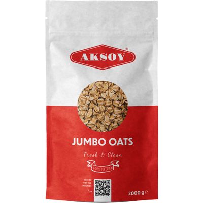 Jumbo Oats 2KG Premium Quality, 100% Wholegrain Rolled Oats, High in Fiber and Protein, Vegan Friendly, Ideal for Breakfast, Smoothies, Baking, and Meal Prep...(Packaging may vary)