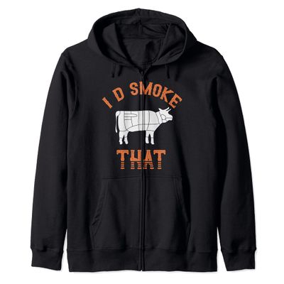 Beef Barbecue Cow Steak Grilled Meat Smoked Funny BBQ Zip Hoodie