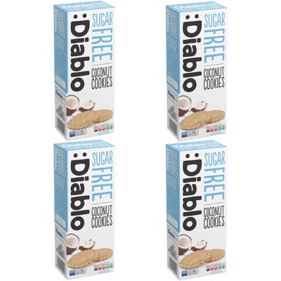 Diablo Sugar Free Cookies, Coconut  Low Sugar Snacks, Cookies Biscuits for All, Sweetened with Maltitol, Ideal for Gifting, Festive Hampers, Holiday Events & Special Occasions  150g Pack of 4