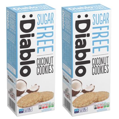Diablo Sugar Free Cookies, Coconut  Low Sugar Snacks, Cookies Biscuits for All, Sweetened with Maltitol, Ideal for Gifting, Festive Hampers, Holiday Events & Special Occasions  150g Pack of 2