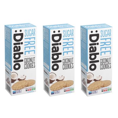 Diablo Sugar Free Cookies, Coconut  Low Sugar Snacks, Cookies Biscuits for All, Sweetened with Maltitol, Ideal for Gifting, Festive Hampers, Holiday Events & Special Occasions  150g Pack of 3