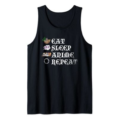 Japanese Kawaii Ramen Noodles Eat Sleep Anime Repeat Anime Tank Top