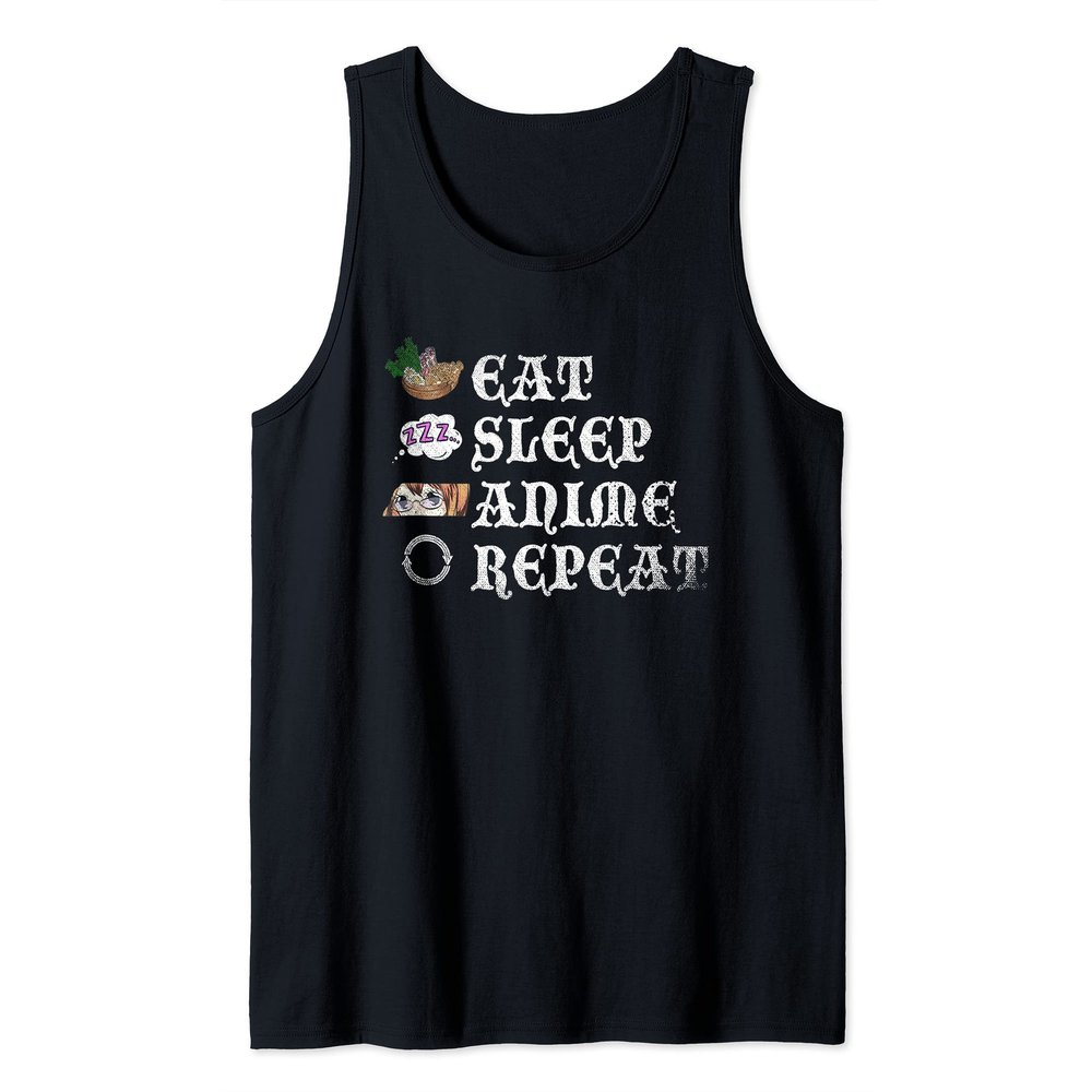 Japanese Kawaii Ramen Noodles Eat Sleep Anime Repeat Anime Tank Top