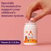 Active Immune Kids Supplement, Vitamin D, C & Zinc, Daily Multivitamin for Kids Immune System, Chewable & Easy to Swallow, 60 Orange Flavoured Chews, 2 Month Supply view 2