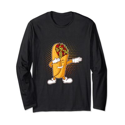 Dabbing Dab Mexican Snack Burrito Meat Veggies Tacos Salsa Long Sleeve T-Shirt