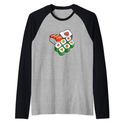 Sushi Japanese Food - Asian Japan Foodie Sushi Raglan Baseball Tee