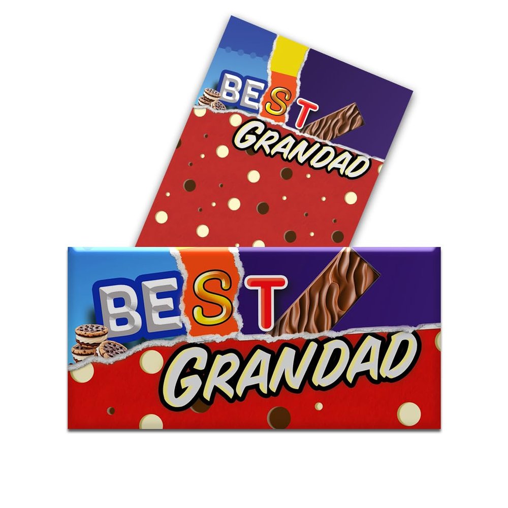 2 x Best Grandad - Funny Chocolate Novelty Wrappers Insults Joke Valentines Fathers Mothers Day Birthday Secret Santa Gift Present Rude (Chocolate Bar Not Included)