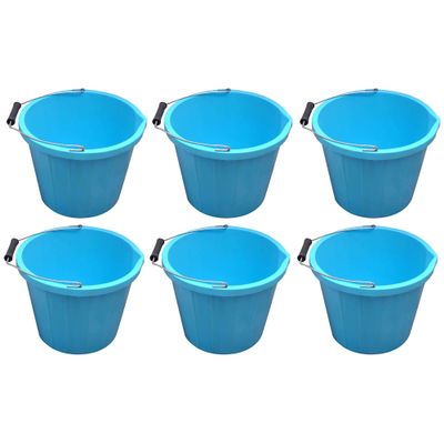 14L Litre Strong Blue Plastic Builders Bucket 3 Gallon Multipurpose Storage Construction Bucket With Metal Handle & Spout For Cleaning Animal Feed Mixing Home & Garden (Made in UK) (6)