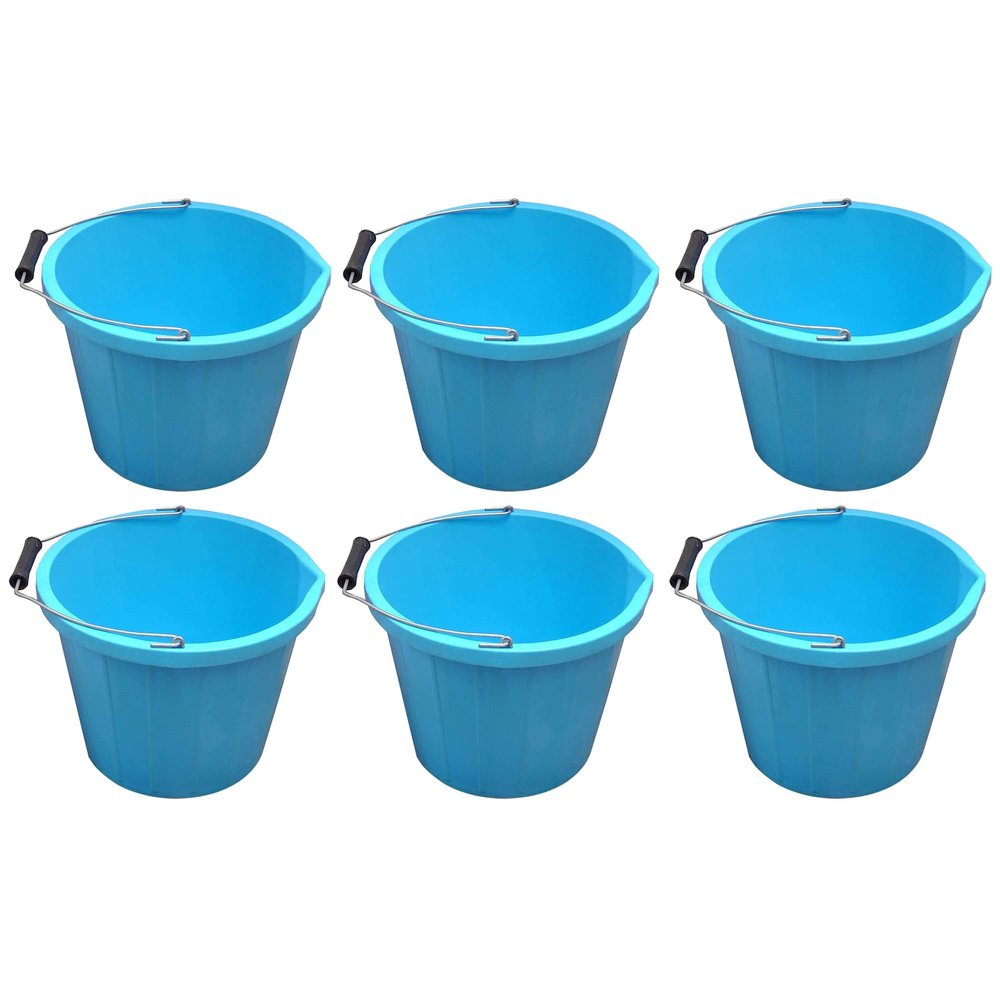 14L Litre Strong Blue Plastic Builders Bucket 3 Gallon Multipurpose Storage Construction Bucket With Metal Handle & Spout For Cleaning Animal Feed Mixing Home & Garden (Made in UK) (6)