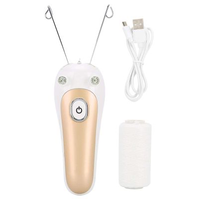 Electric Hair Remover,Electric Threading Epilator Physical Threader Hair Remover for Face Arm Leg Use Removes Facial,Lip,Chin,Cheeks (Gold)