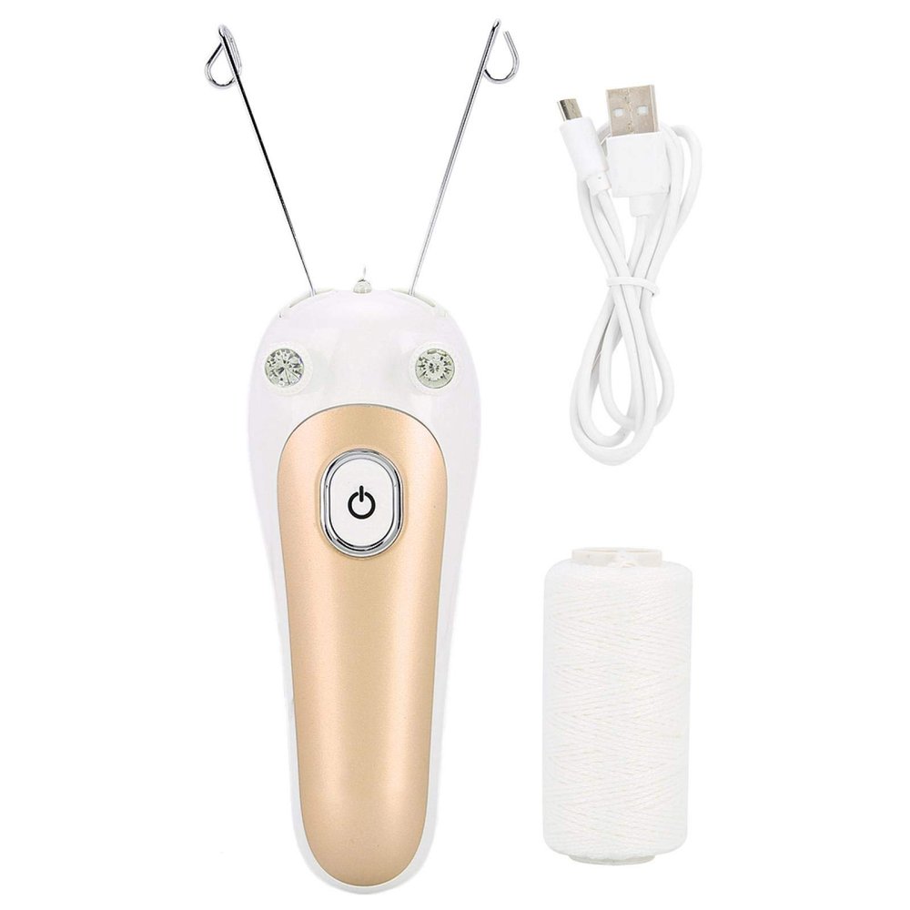 Electric Hair Remover,Electric Threading Epilator Physical Threader Hair Remover for Face Arm Leg Use Removes Facial,Lip,Chin,Cheeks (Gold)