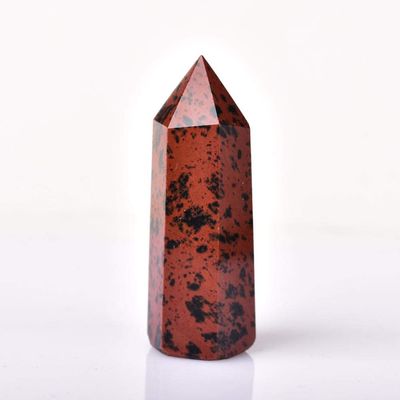 1PC Natural Crystal Red Obsidian Hexagonal Column Crystal Point Mineral Ornament Healing Wand Home Decor DIY Gift Decoration-Red Obsidian_50-60mm