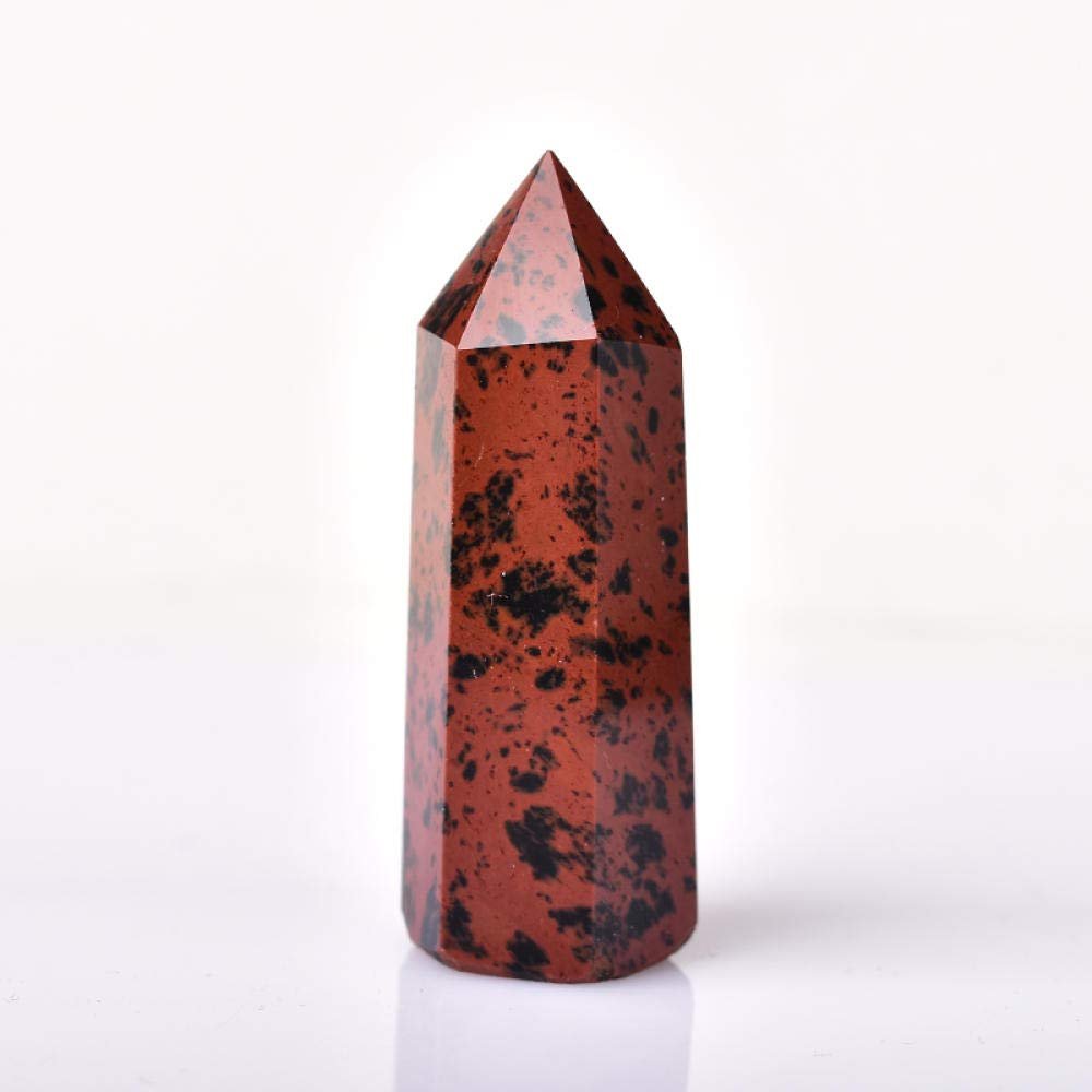 1PC Natural Crystal Red Obsidian Hexagonal Column Crystal Point Mineral Ornament Healing Wand Home Decor DIY Gift Decoration-Red Obsidian_50-60mm