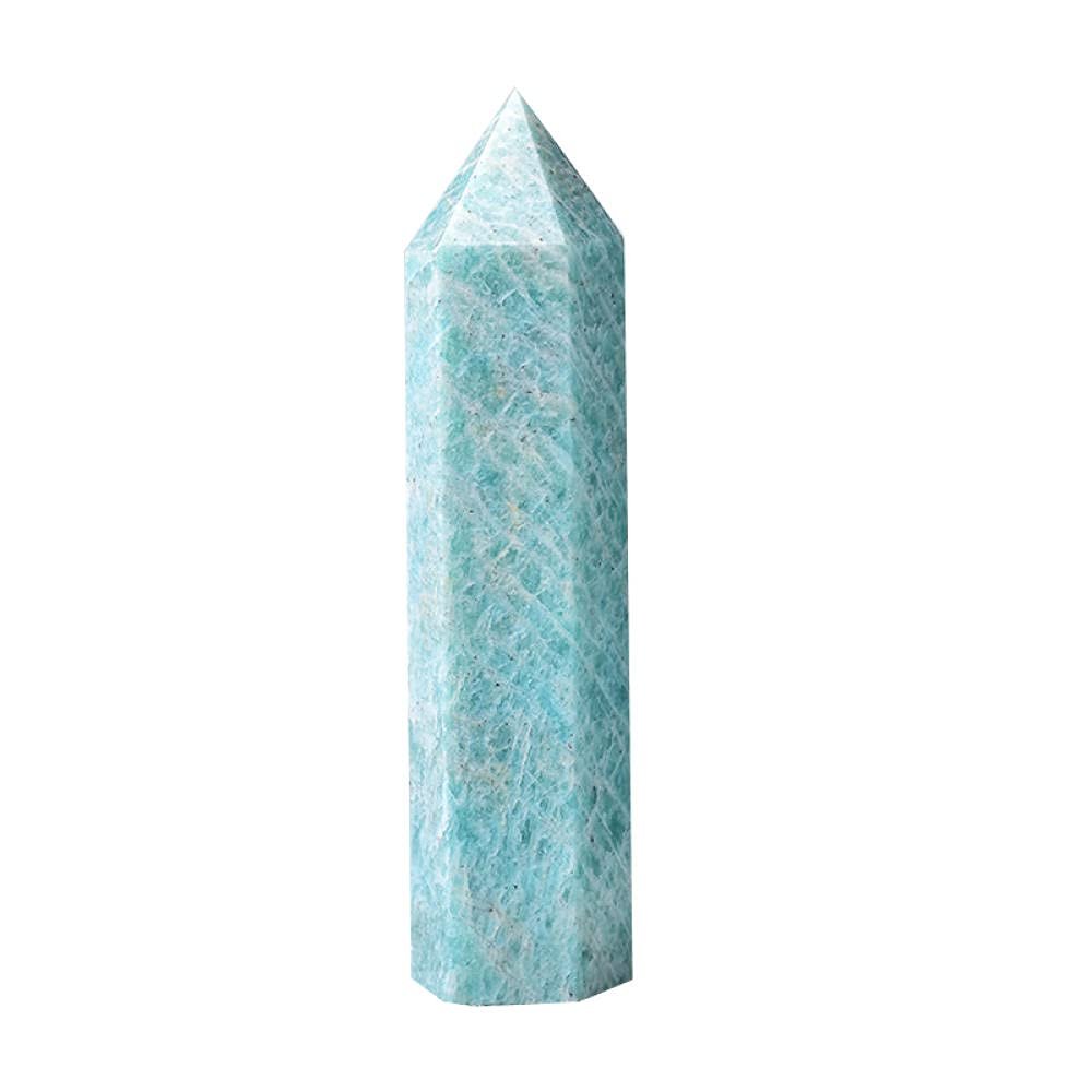 1pc Natural Amazonite Crystal Point Meditation Healing Stone Reiki Obelisk Crystal Wand Ornament for Home Decor Pyramid Gift-Amazonite_70-80mm
