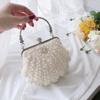 Amosfun Girl Women Pearl Shell Shaped Clutch Bag Crystal Beaded Evening Bag Wedding Purse with Pearl Chain Fit Wedding Party Crossbody Handbag view 2
