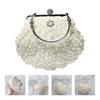 Amosfun Girl Women Pearl Shell Shaped Clutch Bag Crystal Beaded Evening Bag Wedding Purse with Pearl Chain Fit Wedding Party Crossbody Handbag view 4
