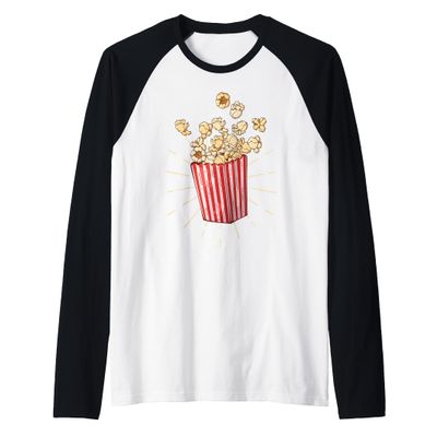 Popcorn - great gift for popcorn fans - best popcorn Raglan Baseball Tee