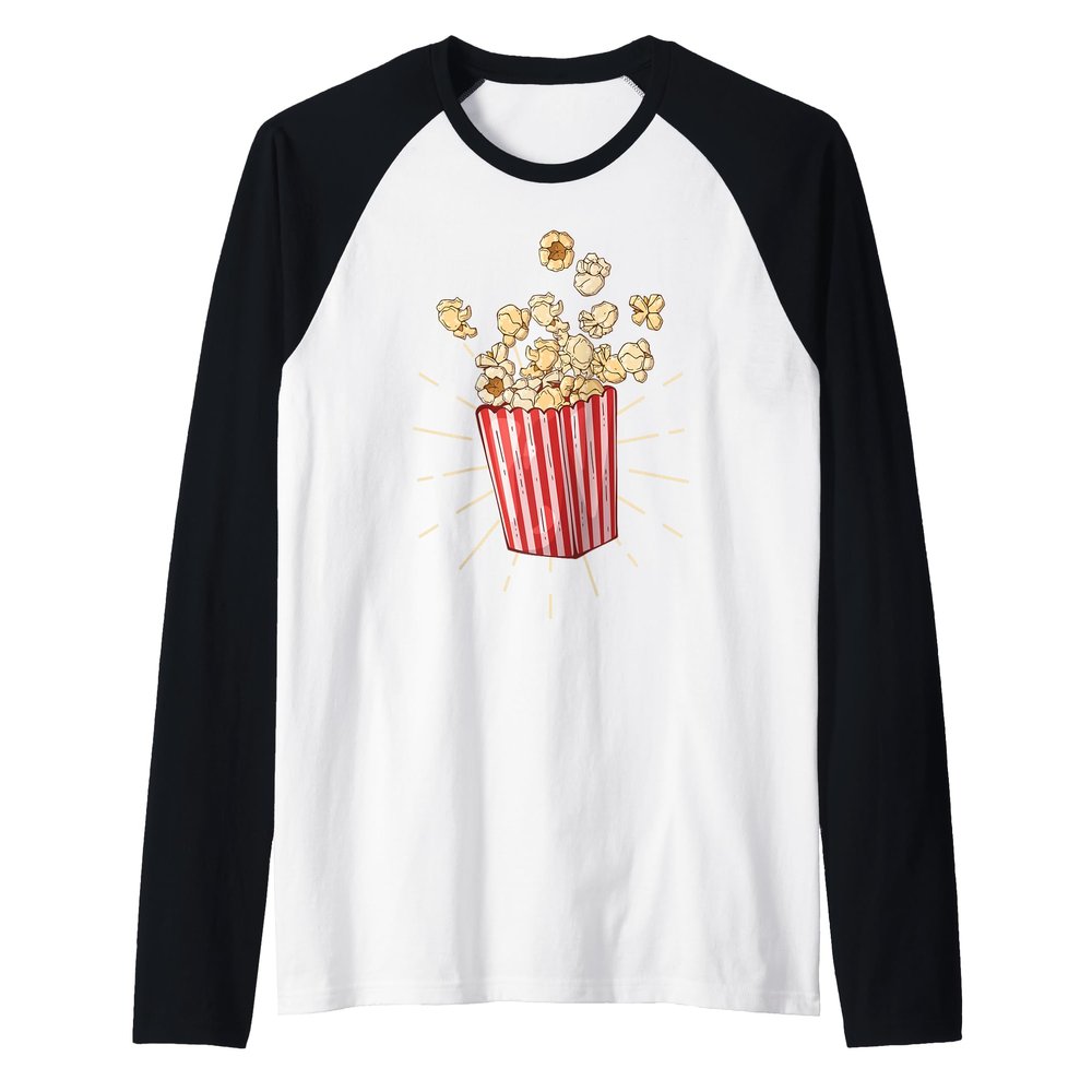Popcorn - great gift for popcorn fans - best popcorn Raglan Baseball Tee