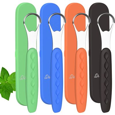 2025 New Version Tongue Scraper Cleaner for Adults & Kids, Medical Grade Metal Tongue Brushes Set for Fresh Breath Dental Eliminate Bad Breath in Seconds (4 pcs)