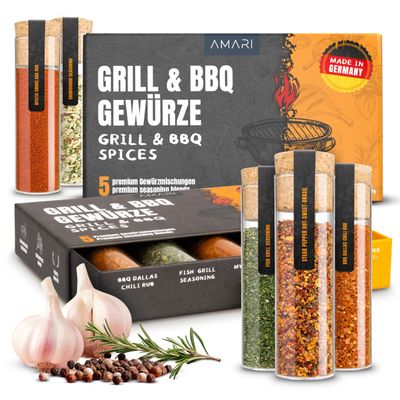 Amari GRILL & BBQ Spice Set 5 Exquisite BBQ Spices Gift Set BBQ Mixed Spice Steak Seasoning Set BBQ Seasoning