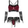 Women's Erotic Bodystockings Women Lingerie Set Crochet Underwear with Skirt and Gloves Pajamas Sleepwear-Negro_S Black view 1