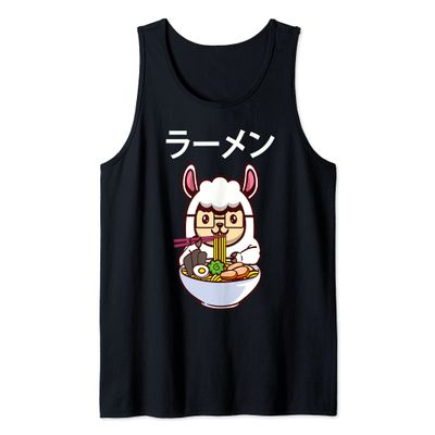 Kawaii Llamen Llama Eating a Ramen Noodle Bowl Tank Top