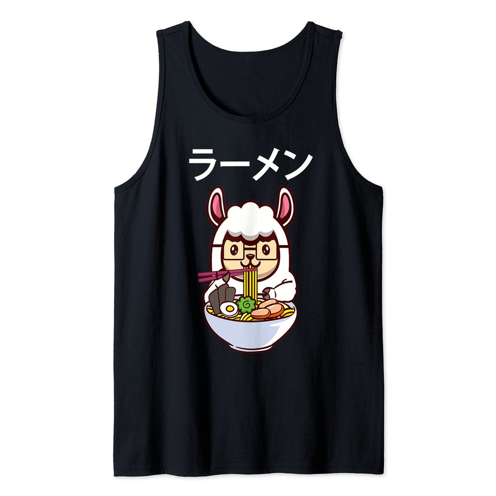 Kawaii Llamen Llama Eating a Ramen Noodle Bowl Tank Top