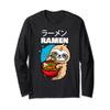 Kawaii Anime Sloth Eating Japanese Ramen Noodle Soup Long Sleeve T-Shirt view 1