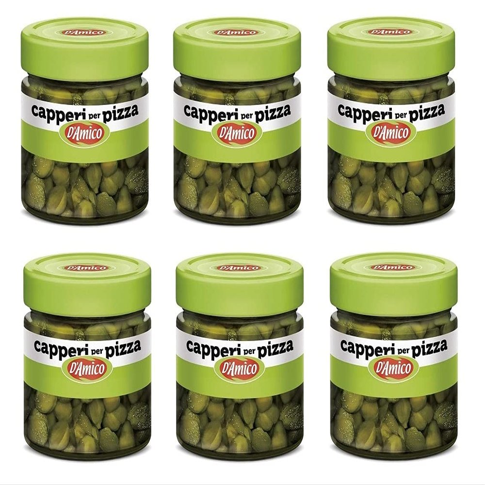 6X D'Amico Capperi per Pizza Capers for Pizza Glass 100g