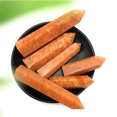 1pc Natural Orange Calcite Point Stone Quartz Tower Orange Wand Ornament for Home Decor Pyramid Natural Stones and Minerals-110-140mm